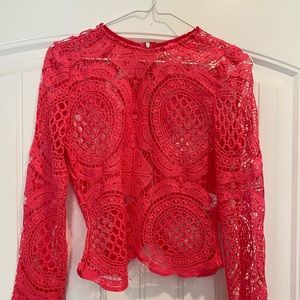 Hot pink lace shirt size M